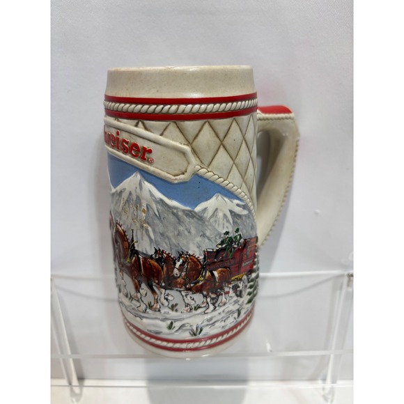 Budweiser Other - VTG Budweiser Holiday Stein 1985 Limited Edition Clydesdales Mug Multi-Color
